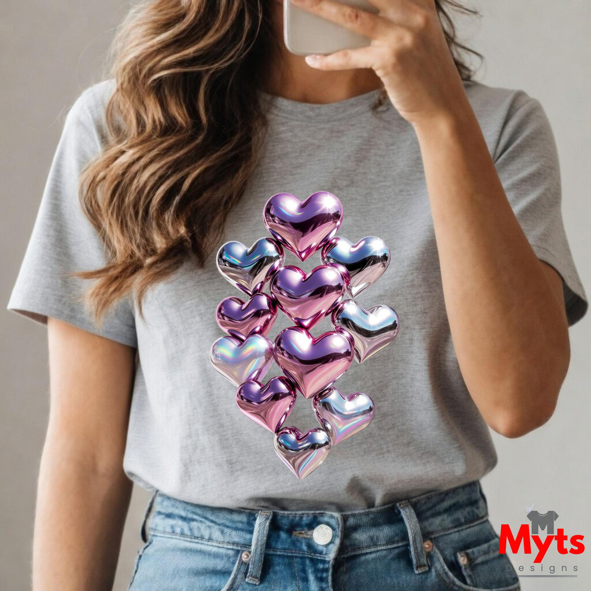 Lots a Hearts Graphic Crewneck T-Shirt