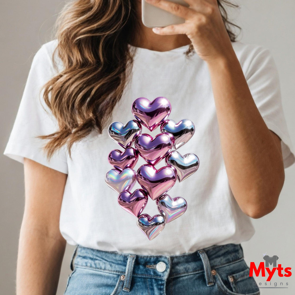Lots a Hearts Graphic Crewneck T-Shirt