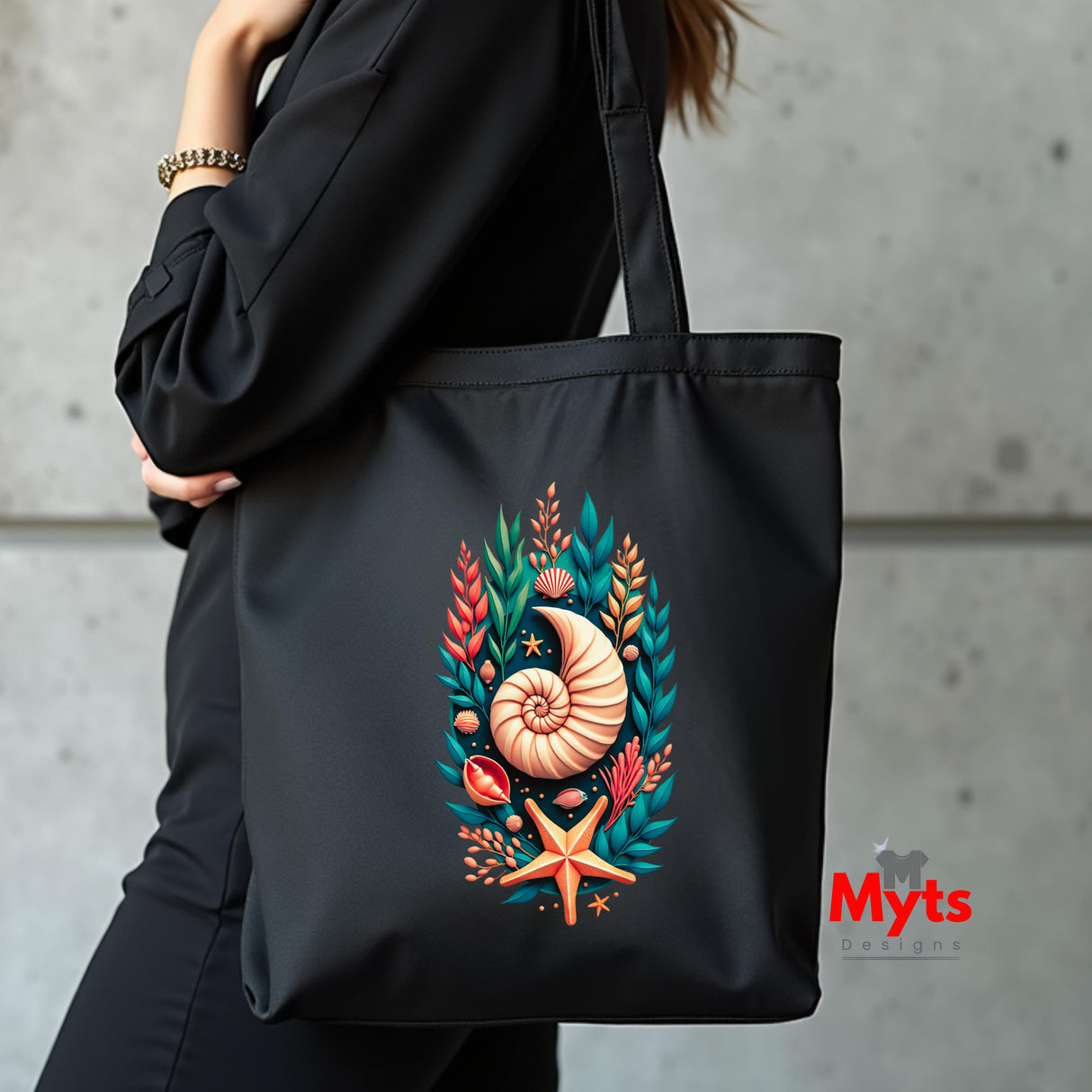 Nautilus Shell Coastal Tote Bag