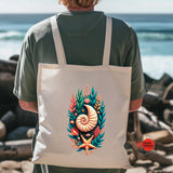 Nautilus Shell Coastal Tote Bag