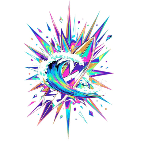 Colorful abstract design with geometric shapes on a white background