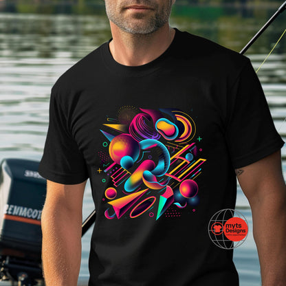 Dancing Shapes Geometric Abstract T-Shirt – Bold & Colorful Artistic Tee | MytsDesigns