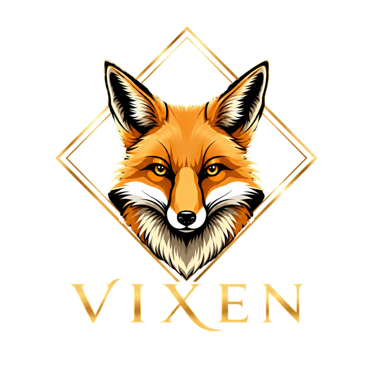 Fox head with 'Vixen' text in a decorative frame on a white background