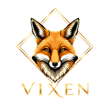 Fox head with 'Vixen' text in a decorative frame on a white background