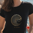 "Evolve graphic t-shirt in black - front view on model"