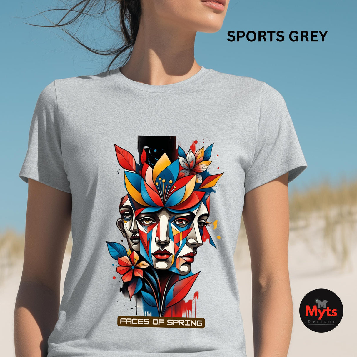 Faces of Spring Abstract Floral Art T-Shirt – Modern Graphic Tee
