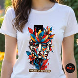 Faces of Spring Abstract Floral Art T-Shirt – Modern Graphic Tee