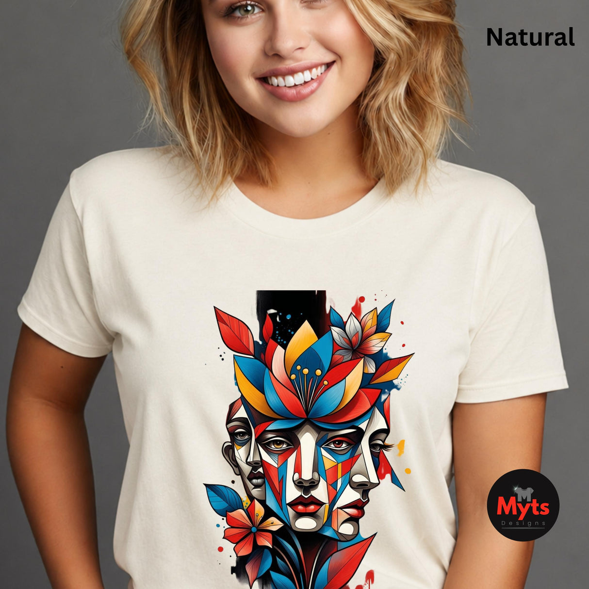Faces of Spring Abstract Floral Art T-Shirt – Modern Graphic Tee