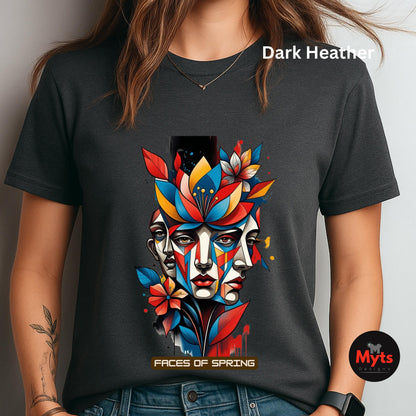 Faces of Spring Abstract Floral Art T-Shirt – Modern Graphic Tee