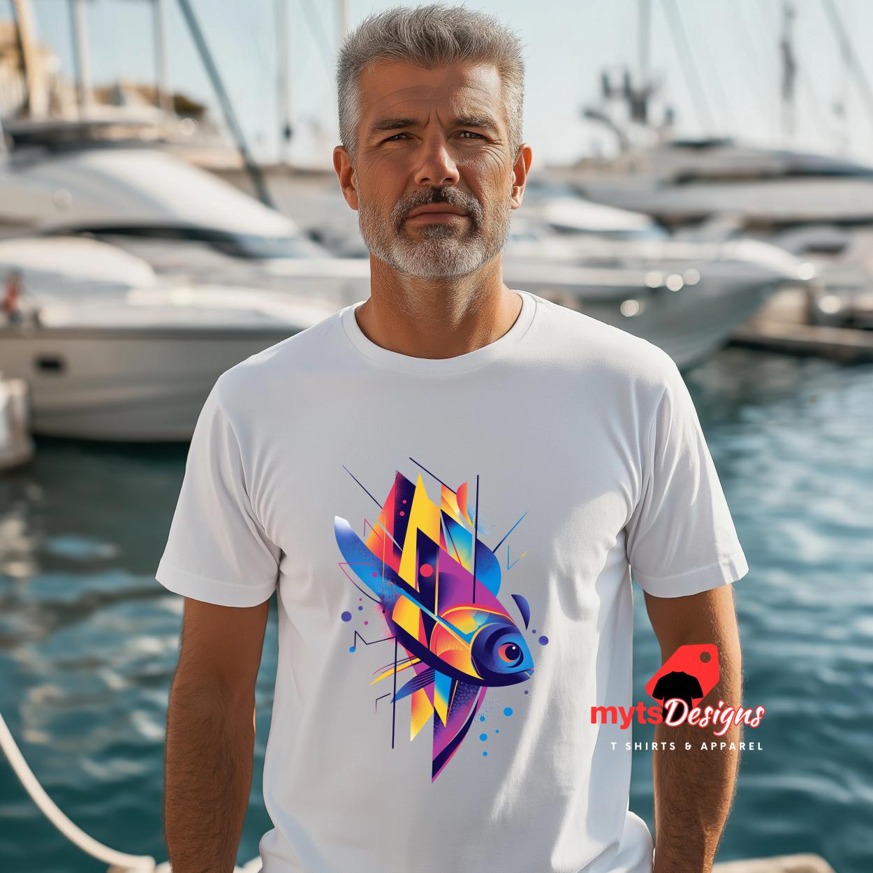 Fish T-shirt Geometric design shirt, fishing shirt casual wear