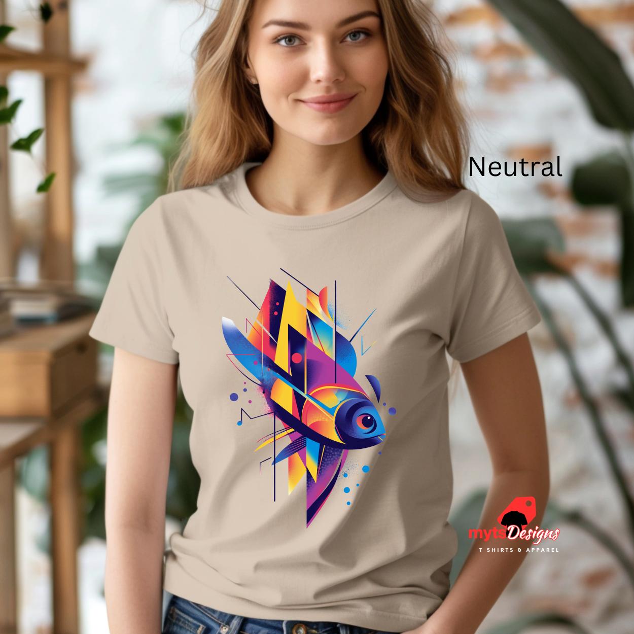 Fish T-shirt Geometric design shirt, fishing shirt casual wear