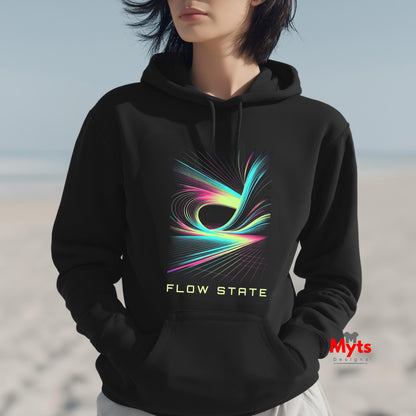 Flow State Abstract Hoodie – Neon Wave Graphic Pullover
