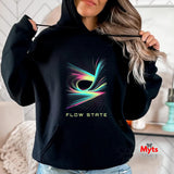 Flow State Abstract Hoodie – Neon Wave Graphic Pullover