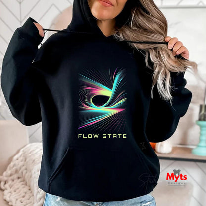Flow State Abstract Hoodie – Neon Wave Graphic Pullover