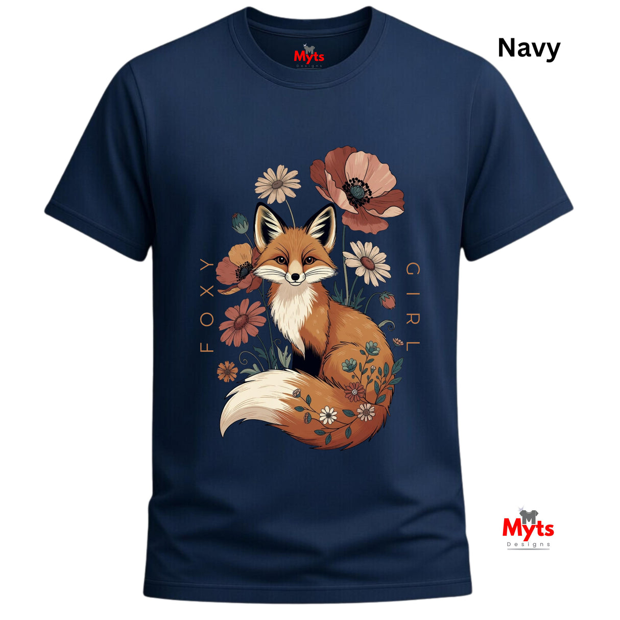 Foxy Girl Floral Fox T-Shirt | Cottagecore Wildflower Tee