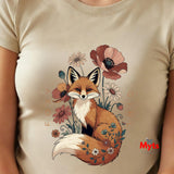 Foxy Girl Floral Fox T-Shirt | Cottagecore Wildflower Tee