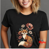 Foxy Girl Floral Fox T-Shirt | Cottagecore Wildflower Tee