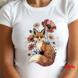 Foxy Girl Floral Fox T-Shirt | Cottagecore Wildflower Tee