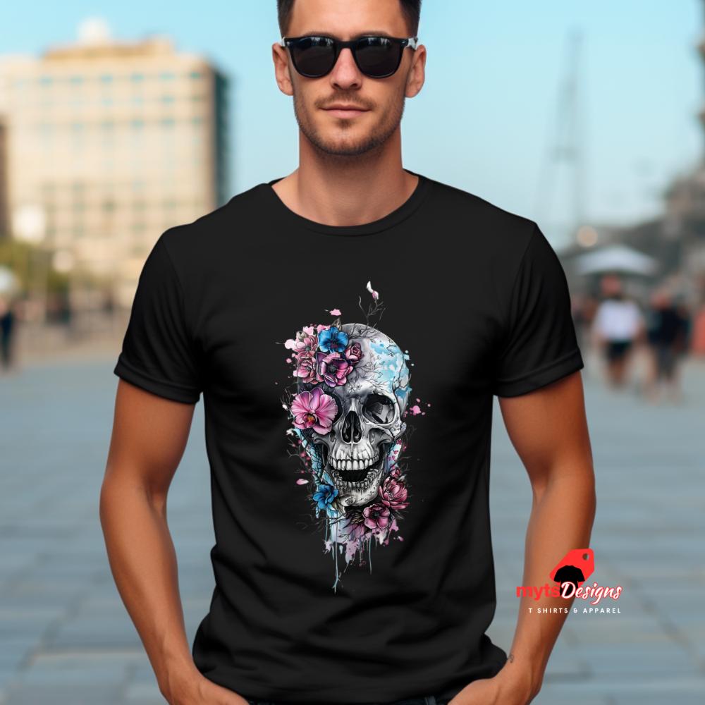 Gothic Skull Flower T-Shirt | Unisex Goth Graphic Tee