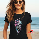 Gothic Skull Flower T-Shirt | Unisex Goth Graphic Tee