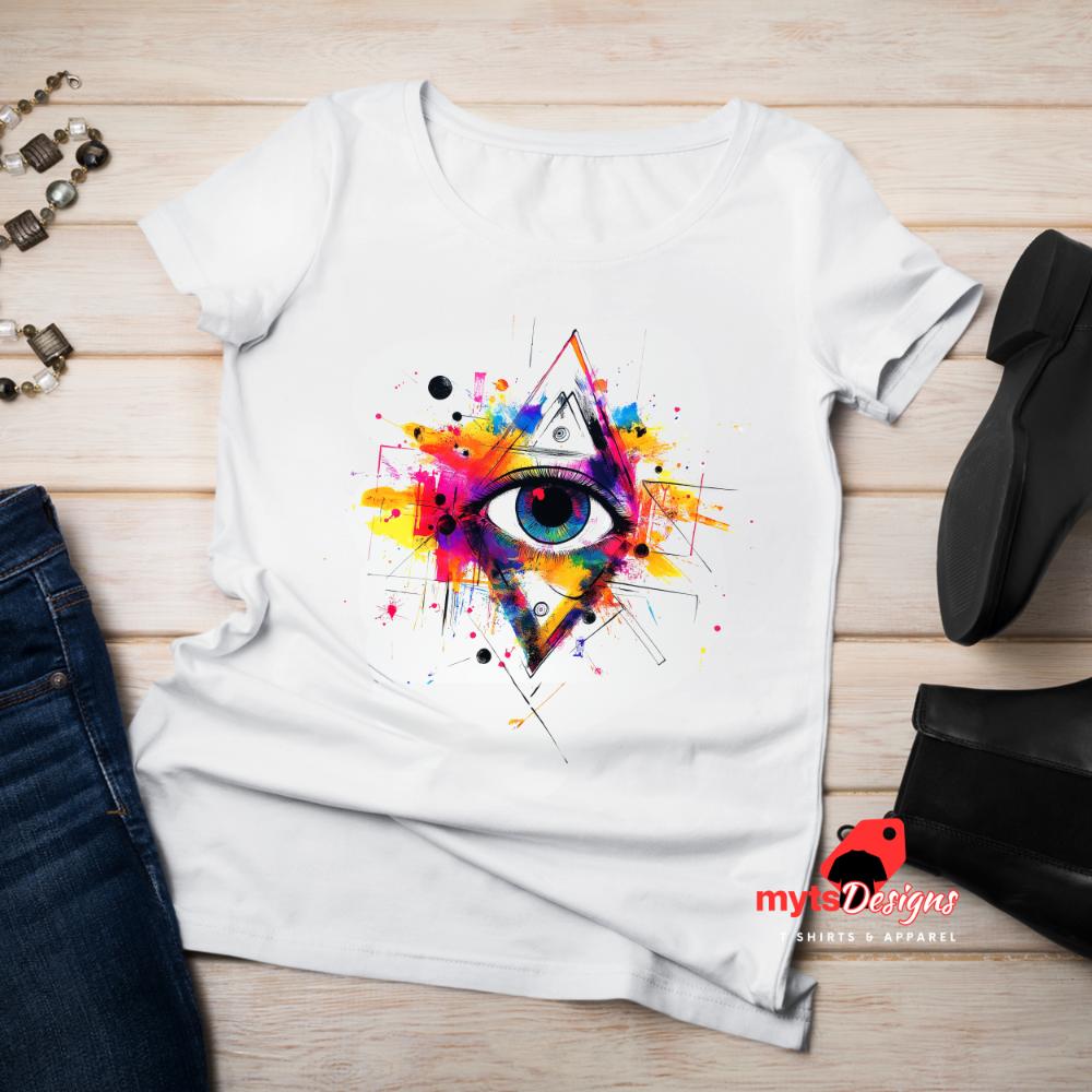 Geometric Triangle Design T-shirt, Casual Street Wear, Abstract Gift Shirt,Trending Shirts