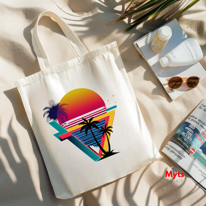 Geo Sunset Tote Bag – Reusable Cotton Tote Bag | Mytsdesigns