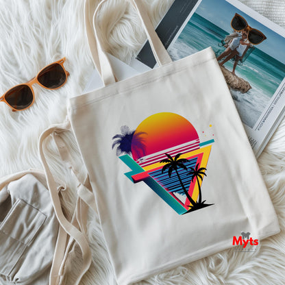 Geo Sunset Tote Bag – Reusable Cotton Tote Bag | Mytsdesigns