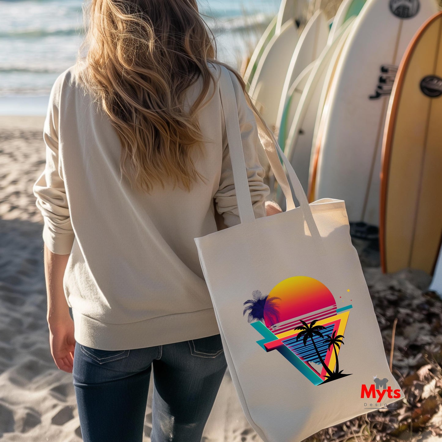 Geo Sunset Tote Bag – Reusable Cotton Tote Bag | Mytsdesigns