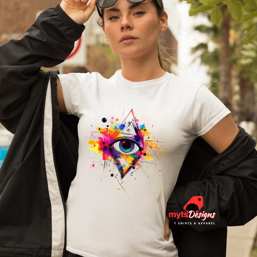 Geometric Triangle T-Shirt | Modern Abstract Streetwear | Unisex Cotton Tee