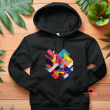 Flat lay Black Doubled Geometric Shapes Hoodie