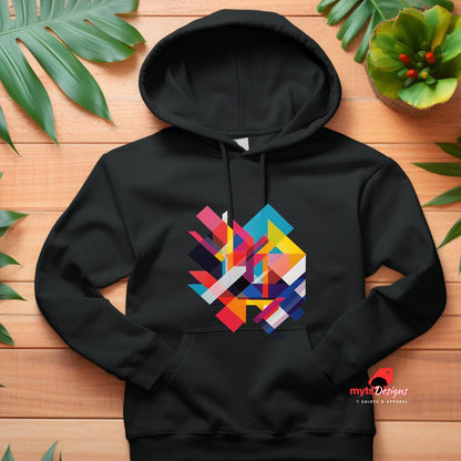 Flat lay Black Doubled Geometric Shapes Hoodie