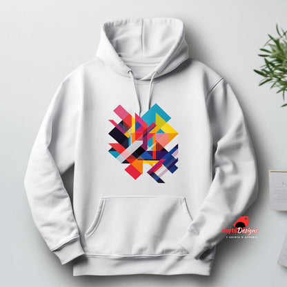 Flat lay white Doubled Geometric Shapes Hoodie