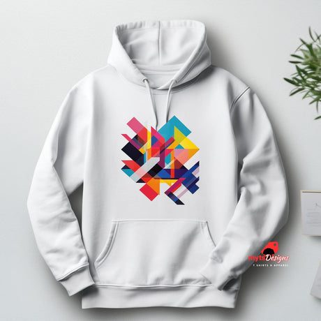 Flat lay white Doubled Geometric Shapes Hoodie