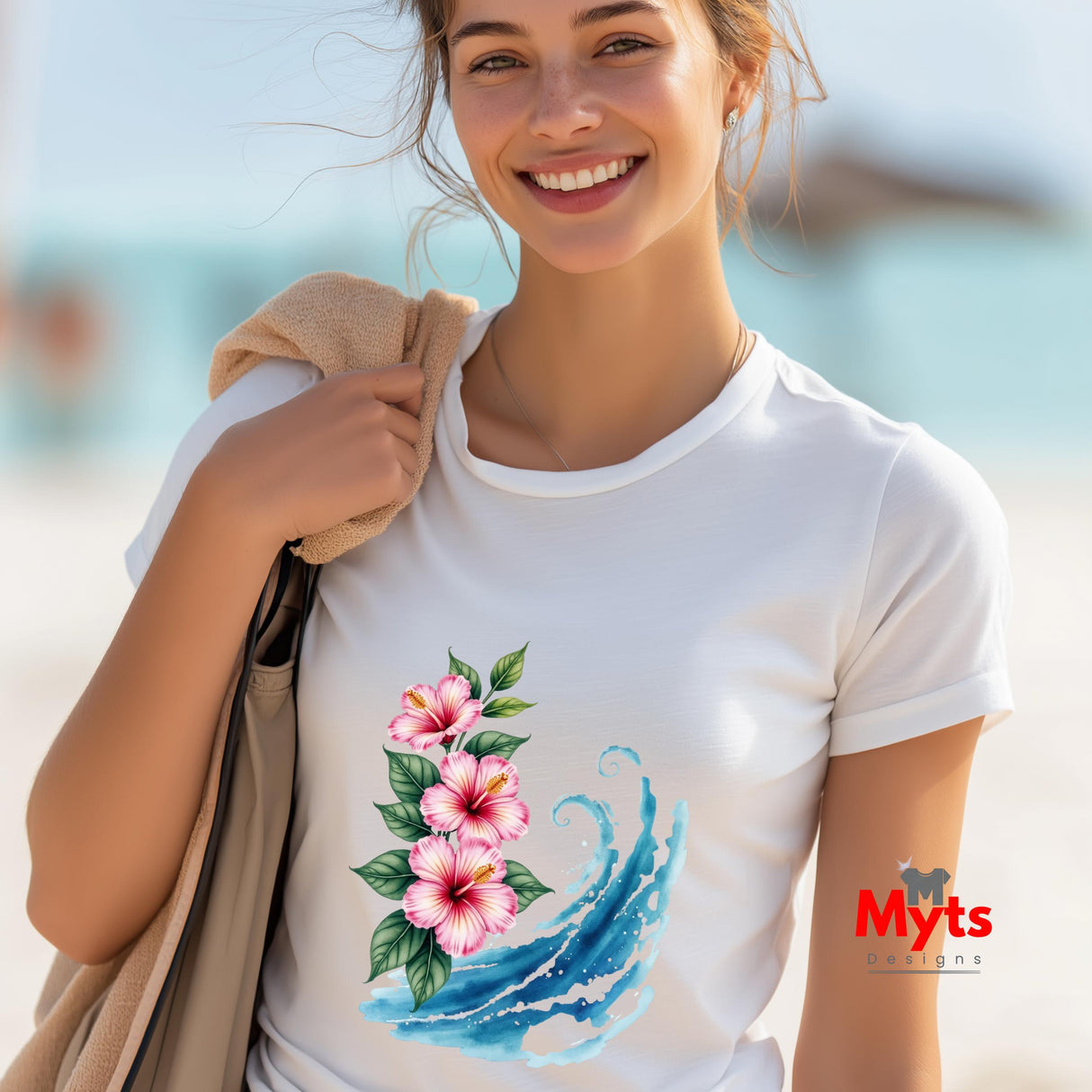 Hibiscus Wave Graphic T-Shirt | Unisex Cotton Tee | Mytsdesigns