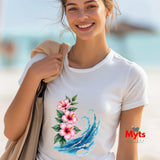 Hibiscus Wave Graphic T-Shirt | Unisex Cotton Tee | Mytsdesigns