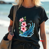 Hibiscus Wave Graphic T-Shirt | Unisex Cotton Tee | Mytsdesigns