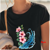 Hibiscus Wave Graphic T-Shirt | Unisex Cotton Tee | Mytsdesigns