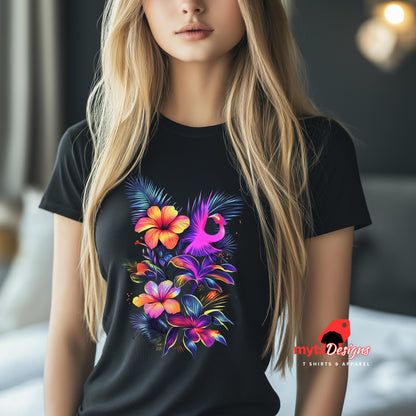Black neon floral t-shirt