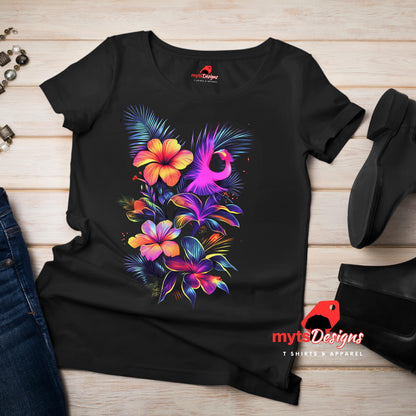 Flat Lay Black neon floral t-shirt