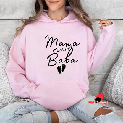Pink Hoodie Mama Cookin' Baba 2 little feet