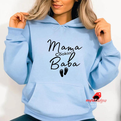 Blue Hoodie Mama Cookin' Baba 2 little feet