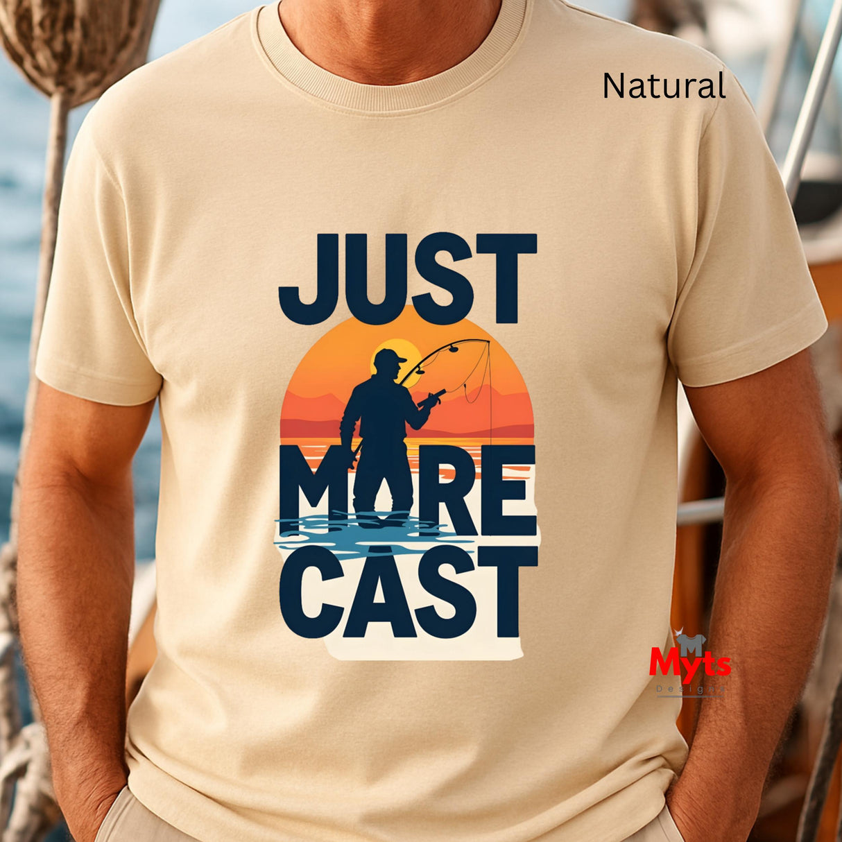 JJust One More Cast Fishing T-Shirt – Sunset Angler Graphic Tee