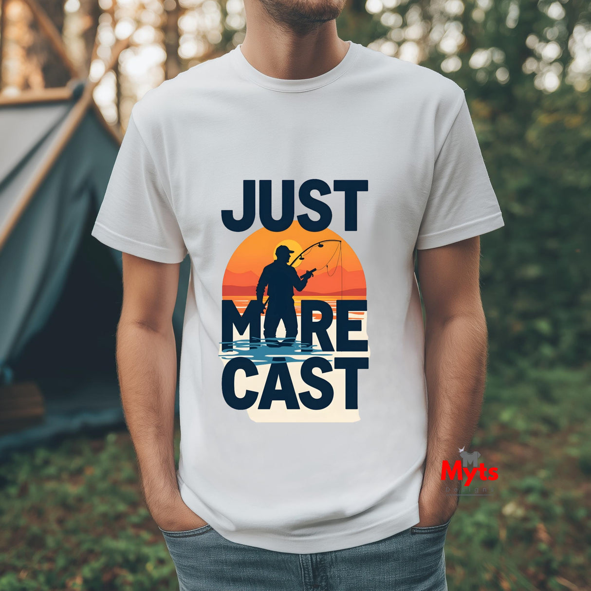 JJust One More Cast Fishing T-Shirt – Sunset Angler Graphic Tee