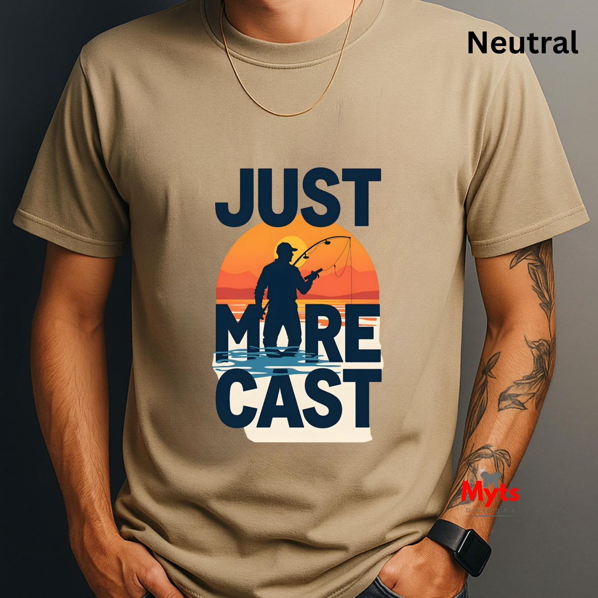 JJust One More Cast Fishing T-Shirt – Sunset Angler Graphic Tee