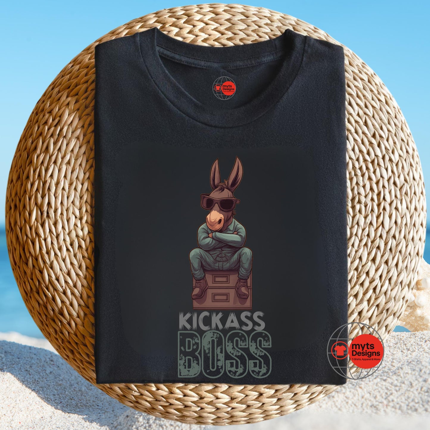 Kickass Boss Donkey T-Shirt | Funny Workplace Graphic Tee | Cool Gift for Bosses & Office Humor by MytsDesigns