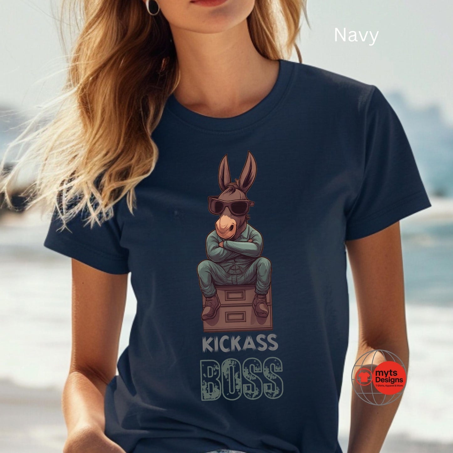 Kickass Boss Donkey T-Shirt | Funny Workplace Graphic Tee | Cool Gift for Bosses & Office Humor by MytsDesigns