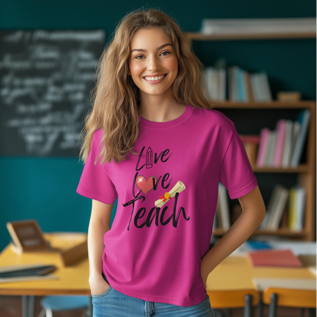 Teacher Gift Live Love Teach T-Shirt for Educators – Comfortable & Stylish Tee