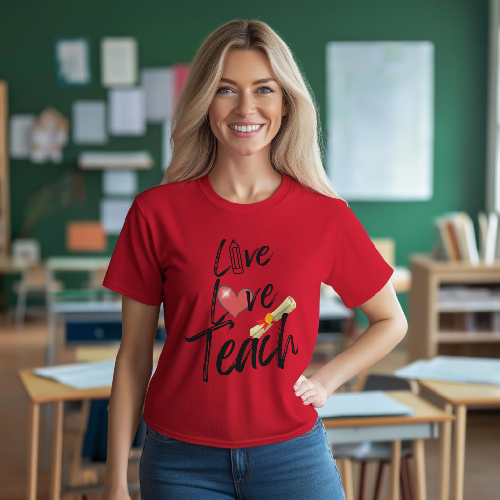 Teacher Gift Live Love Teach T-Shirt for Educators – Comfortable & Stylish Tee