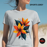 Bold Lily Flower T-Shirt | Colourful Modern Floral Graphic Tee