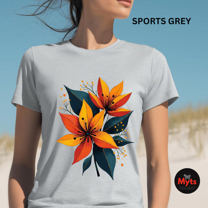 Bold Lily Flower T-Shirt | Colourful Modern Floral Graphic Tee